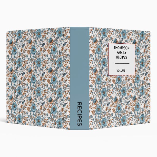 Stylish Floral Neutrals Personalized Recipe  Binder (Background)