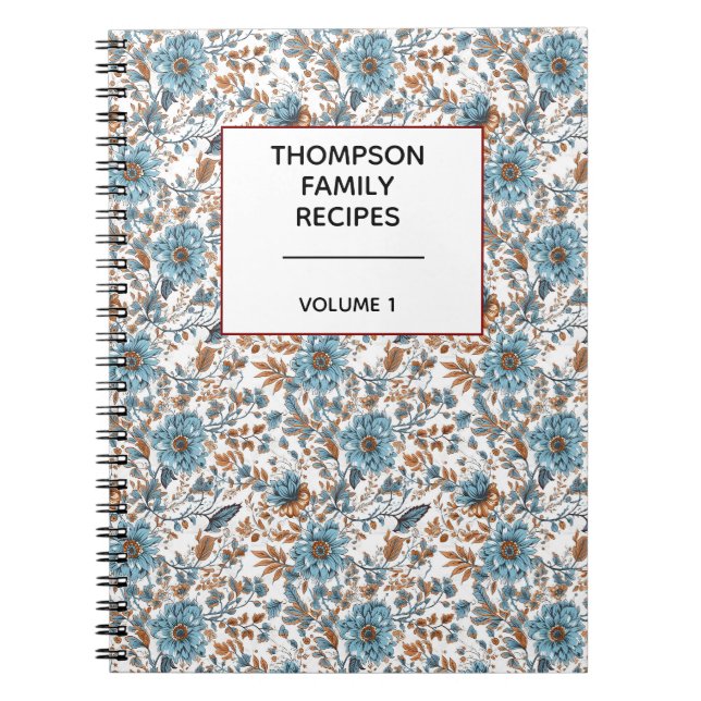 Stylish Floral Neutrals Personalized Recipe  Notebook (Front)