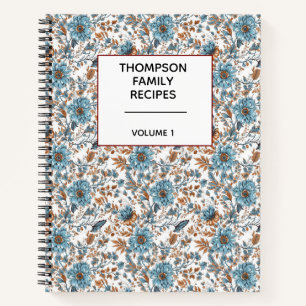 Stylish Floral Neutrals Personalized Recipe  Notebook