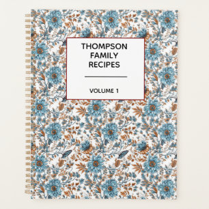 Stylish Floral Neutrals Personalized Recipe Planner