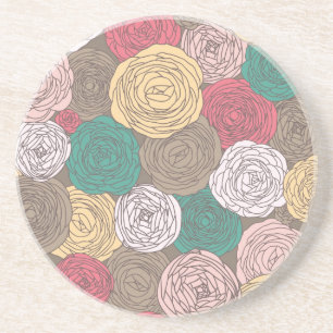Stylish floral pattern. Bright floral Coaster