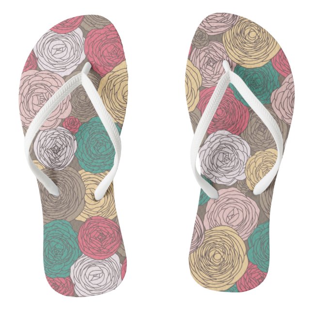 Stylish floral pattern. Bright floral Flip Flops (Footbed)