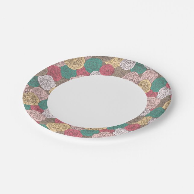 Stylish floral pattern. Bright floral Paper Plate (Angled)
