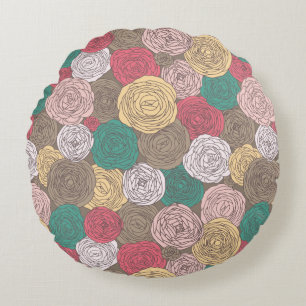 Stylish floral pattern. Bright floral Round Pillow