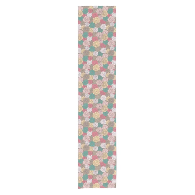 Stylish floral pattern. Bright floral Short Table Runner (Front)