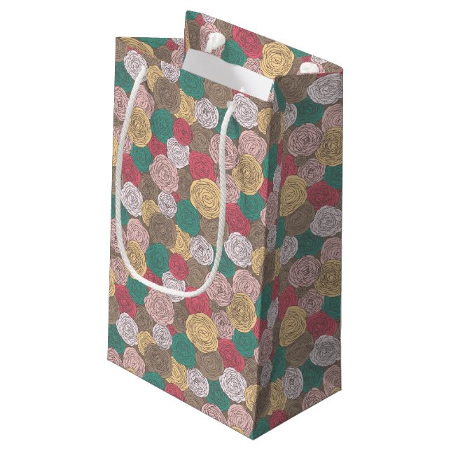 Stylish floral pattern. Bright floral Small Gift Bag (Back Angled)