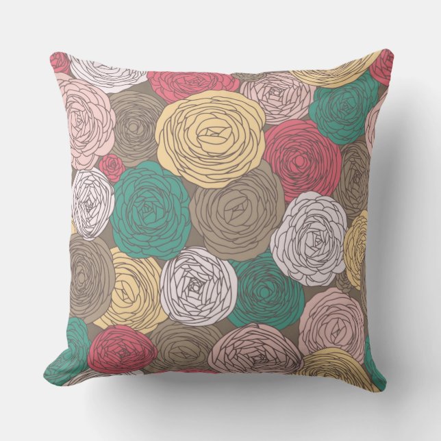Stylish floral pattern. Bright floral Throw Pillow (Front)