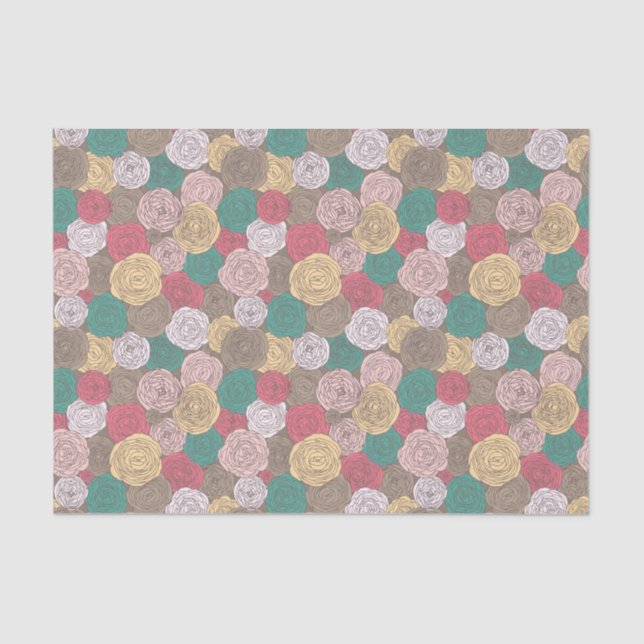 Stylish floral pattern. Bright floral Tissue Paper (Front)