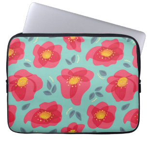 Stylish floral pattern in pink and blue laptop sleeve