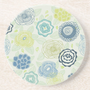 Stylish floral pattern with cute flowers coaster