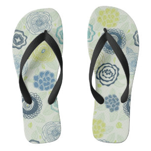 Stylish floral pattern with cute flowers flip flops