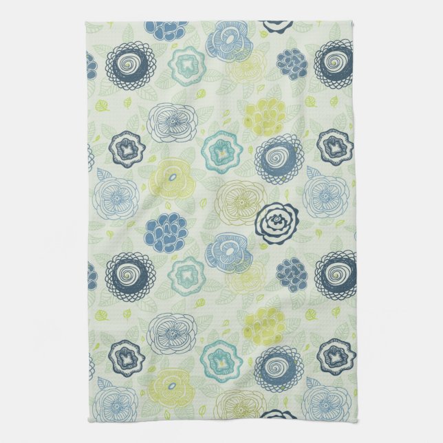 Stylish floral pattern with cute flowers kitchen towel (Vertical)