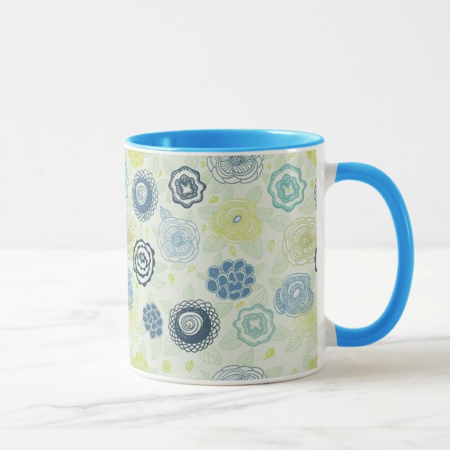 Stylish floral pattern with cute flowers mug (Right)