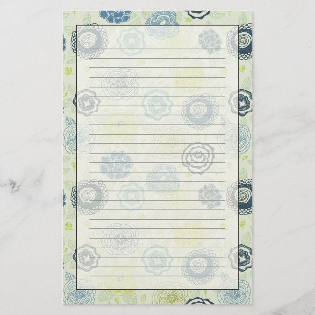 Stylish floral pattern with cute flowers stationery (Front)