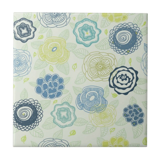 Stylish floral pattern with cute flowers tile (Front)