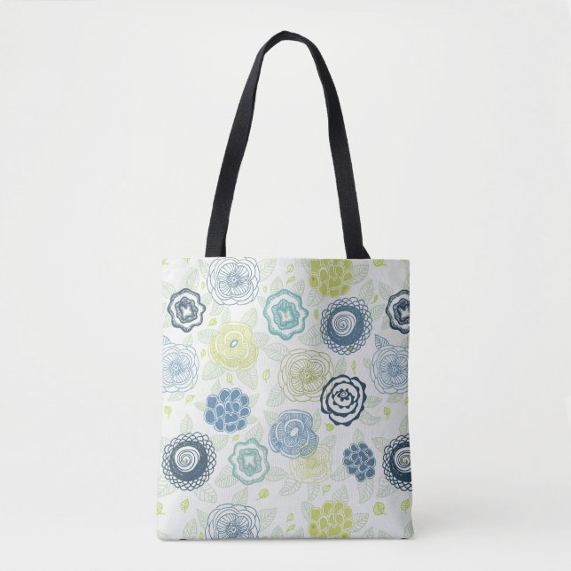 Stylish floral pattern with cute flowers tote bag (Front)