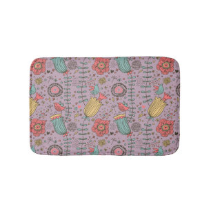 Stylish floral pattern with flowers bath mat