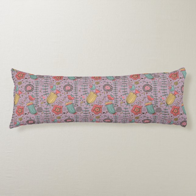 Stylish floral pattern with flowers body pillow (Front)