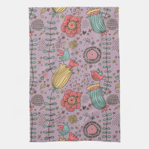 Stylish floral pattern with flowers kitchen towel