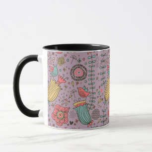 Stylish floral pattern with flowers mug