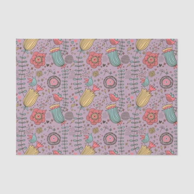 Stylish floral pattern with flowers tissue paper (Front)