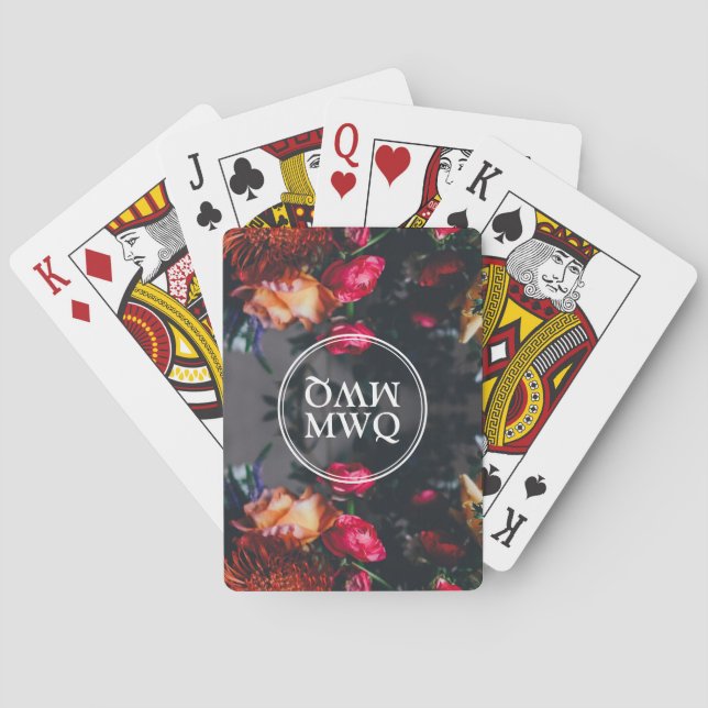 Stylish Floral Personalized Monogram Playing Cards (Back)