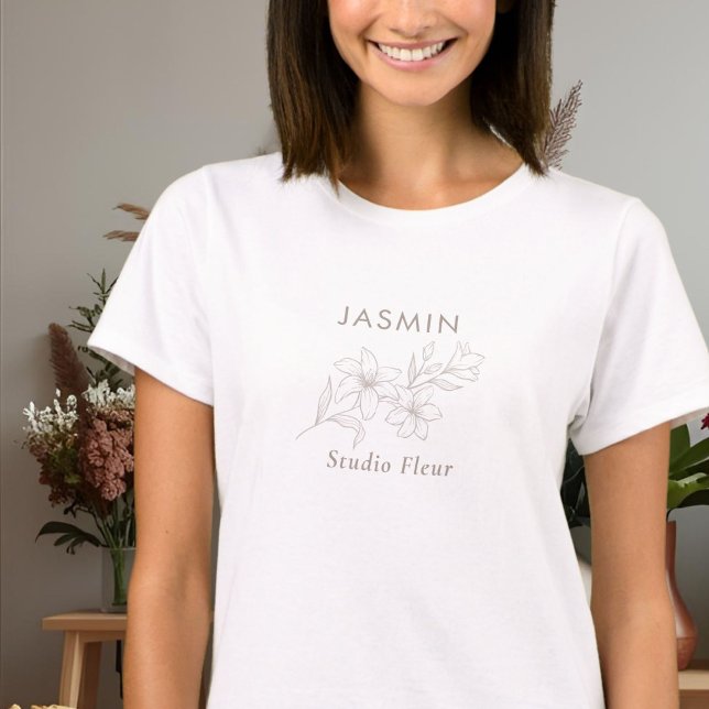 Stylish Floral Small Business Employee T-Shirt (Creator Uploaded)