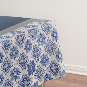 Stylish floral vase Blue chinoiserie monogram Tablecloth
