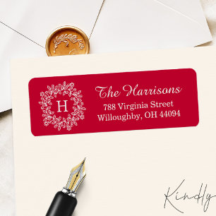 Stylish Floral Wreathed Monogram Holiday Wishes