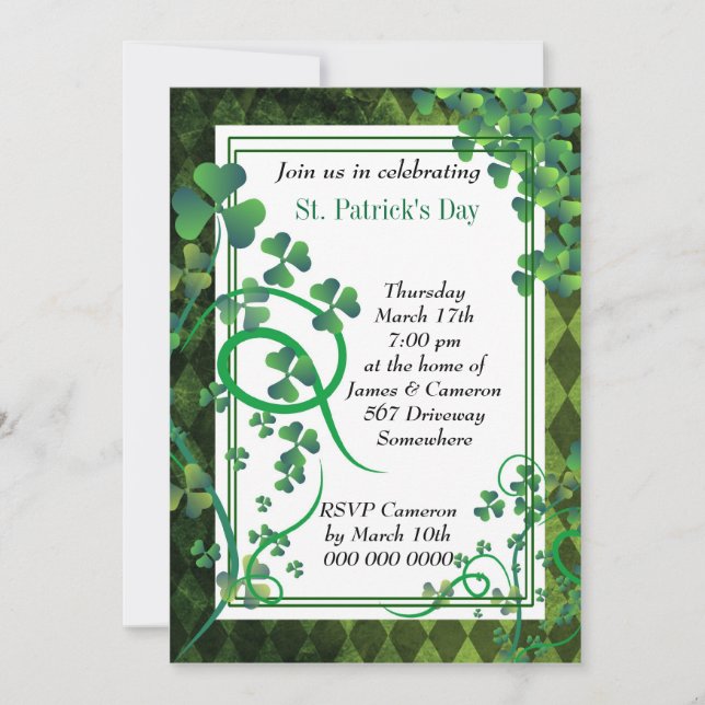 Stylish florish Clover Invitation (Front)