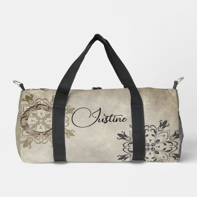 Stylish Flourish Personalized Duffle Bag (Front)