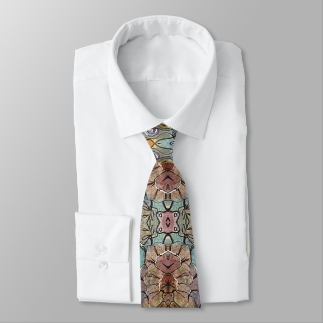 Stylish Flower Garden Watercolor Painting Tie (Tied)