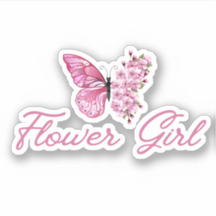 stylish flower girl ,pink butterfly cute chic