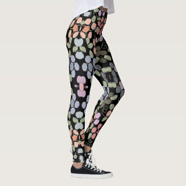 Stylish Flowered Black Leggings (Right)