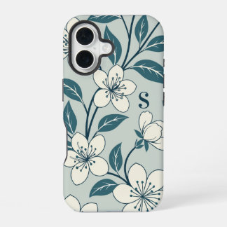 Stylish Flowers White Floral Botanical Pattern iPhone 16 Case