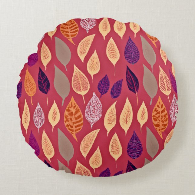 Stylish Foliage Elegance Pattern Round Pillow (Front)