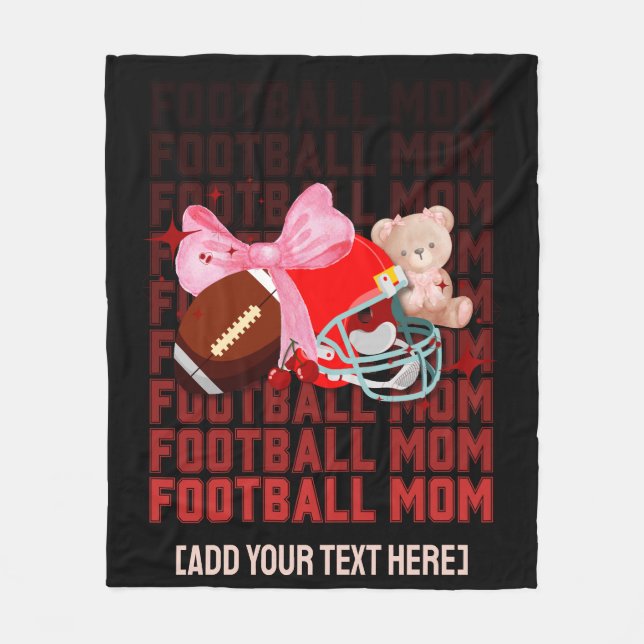 Stylish FOOTBALL MOM Coquette Fleece Blanket (Front)