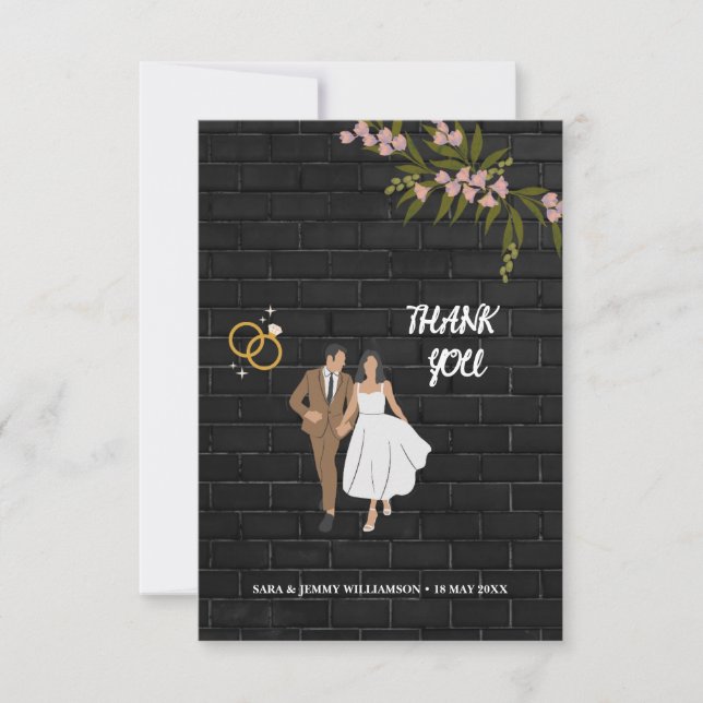 Stylish  for bride & groom photo overlay wedding t thank you card (Front)