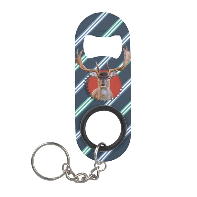Stylish For Him Monogrammed Masculine Modern Blue Keychain Bottle Opener (Front)
