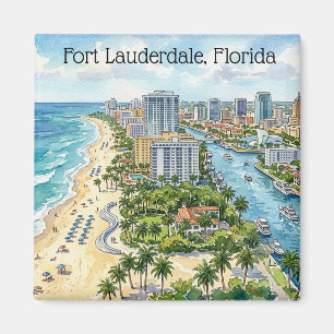 Stylish Fort Lauderdale Florida Watercolor  Magnet