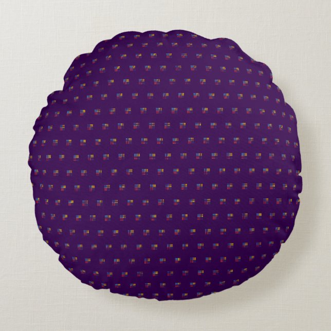 Stylish Four Colour Square Mark Round Pillow (Front)