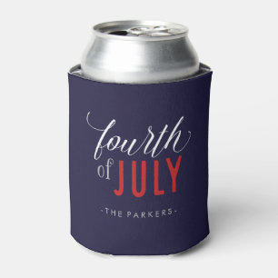 Stylish Fourth of July Typography Can Cooler