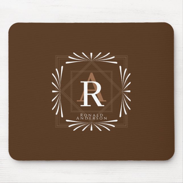 Stylish Frame Brown Monogram Mouse Pad (Front)