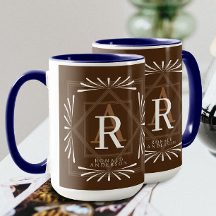 Stylish Frame Brown Monogram Mug
