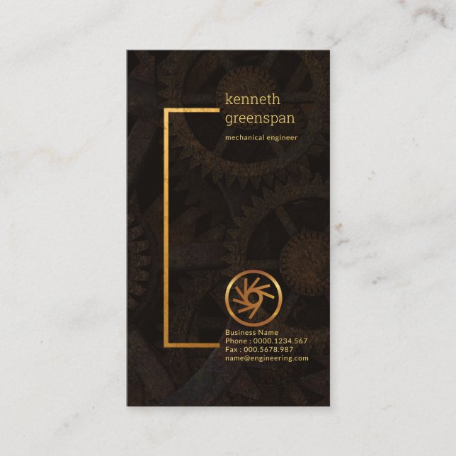 Stylish Frame Creative Mechanical Gears Engineer Business Card (Front)