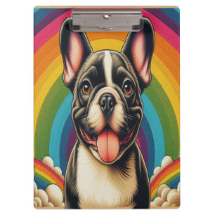 Stylish French Bulldog Dog Colourful Rainbow Clipboard