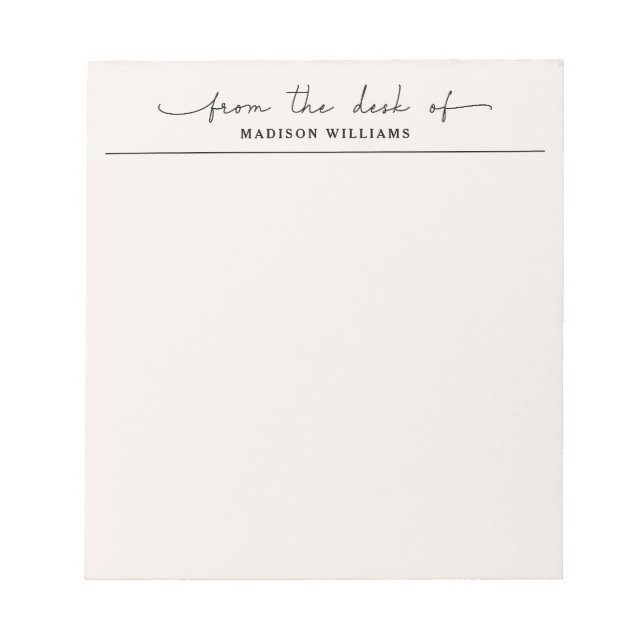 Stylish From The Desk Of Professional Beige Notepad (Front)