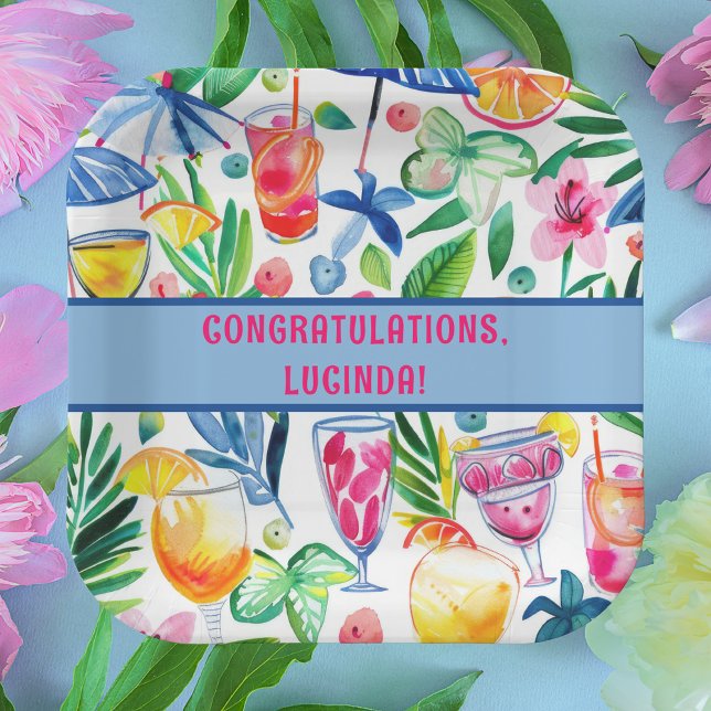 Stylish Fun Colourful Summer Congratulations Paper Plate (Creator Uploaded)