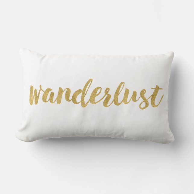Stylish Fun Wanderlust In Gold Decorative Lumbar Pillow (Front)