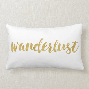 Stylish Fun Wanderlust In Gold Decorative Lumbar Pillow